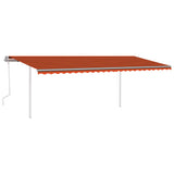 Manual retractable awning with LED 6x3 m Orange and brown