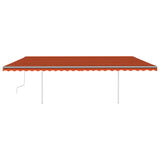 Manual retractable awning with LED 6x3 m Orange and brown