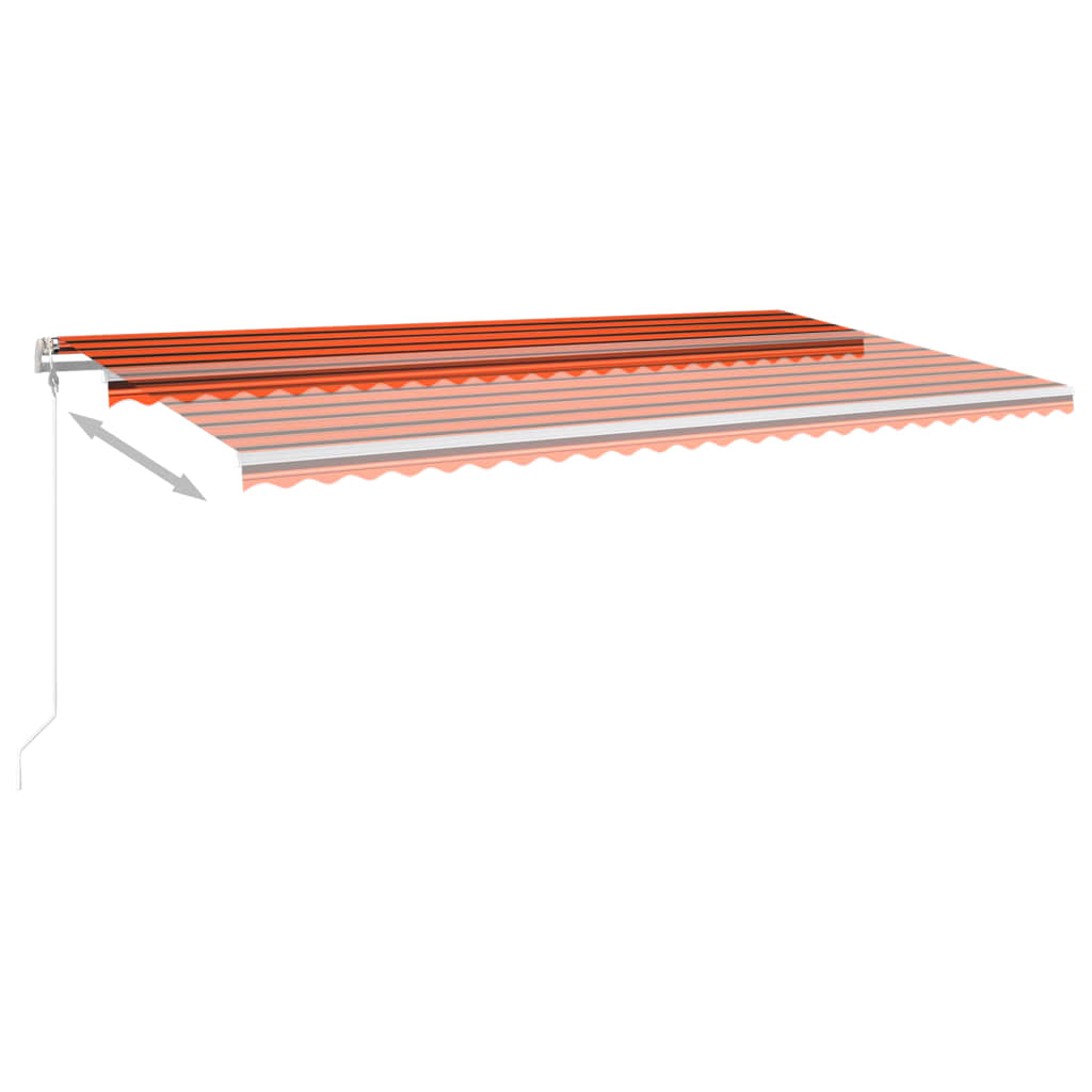 Manual retractable awning with LED 6x3 m Orange and brown