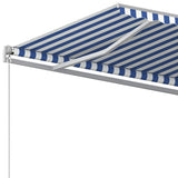 Automatic retractable awning with poles 6x3 m Blue and white