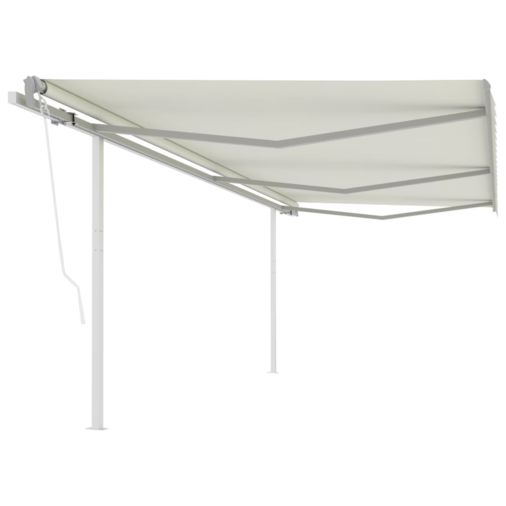 Automatic retractable awning with poles 6x3 m Cream