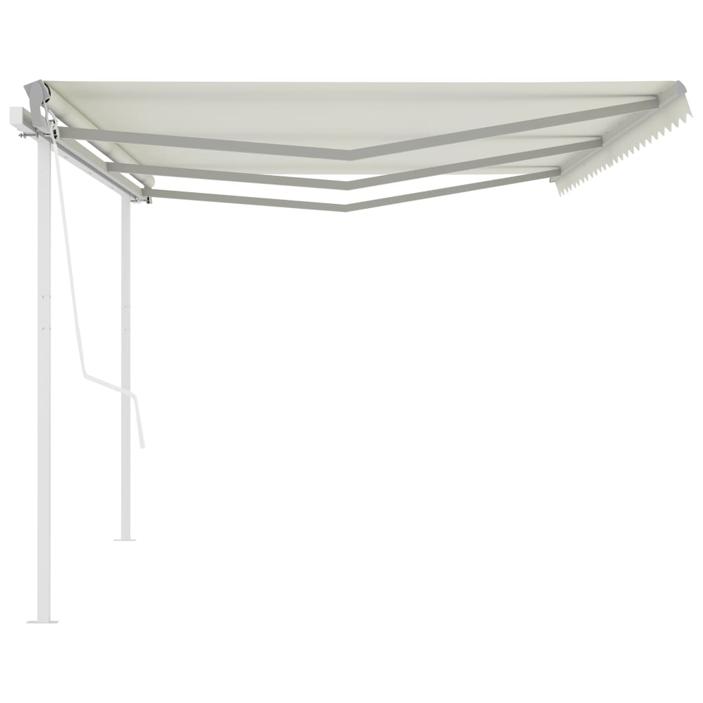 Automatic retractable awning with poles 6x3 m Cream