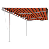 Automatic retractable awning and poles 6x3m Orange and brown