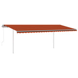 Automatic retractable awning and poles 6x3m Orange and brown