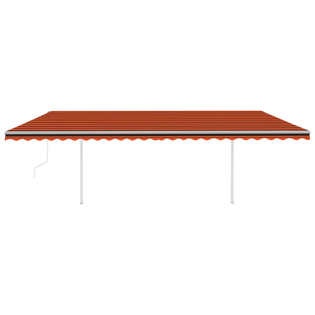 Automatic retractable awning and poles 6x3m Orange and brown