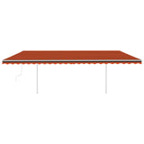 Automatic retractable awning and poles 6x3m Orange and brown