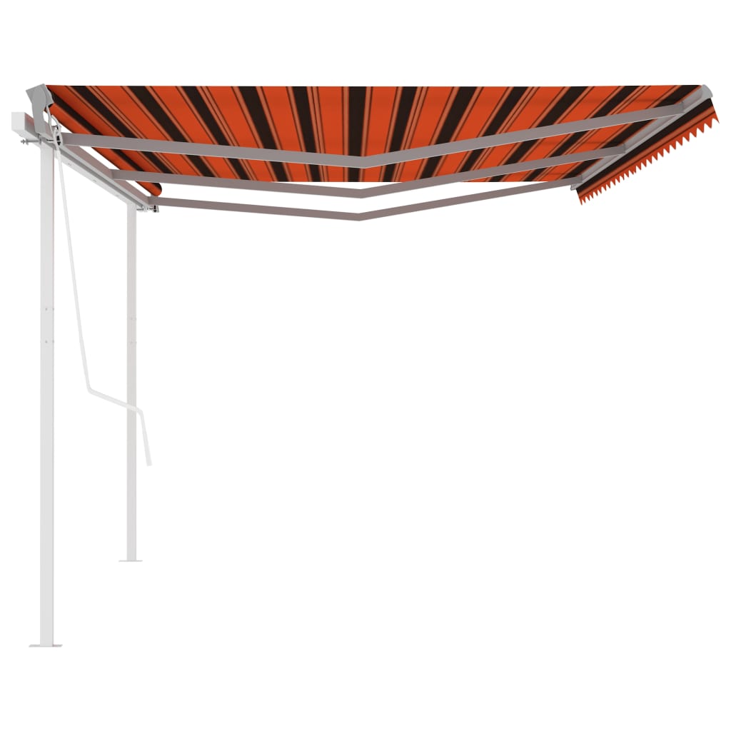 Automatic retractable awning and poles 6x3m Orange and brown