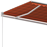 Automatic retractable awning and poles 6x3m Orange and brown