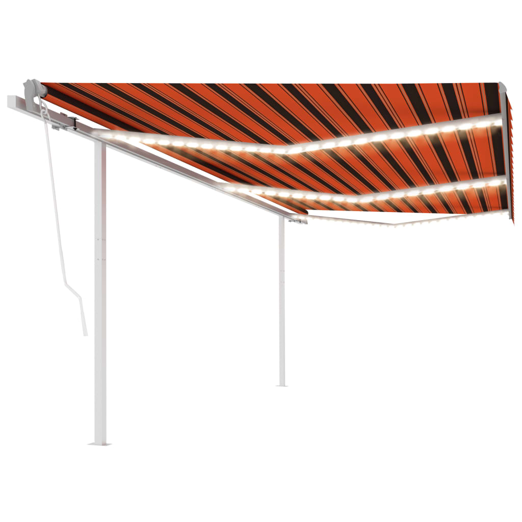 Automatic awning wind sensor/LED 6x3 m Orange and brown