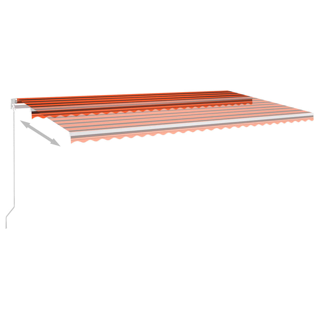 Automatic awning wind sensor/LED 6x3 m Orange and brown