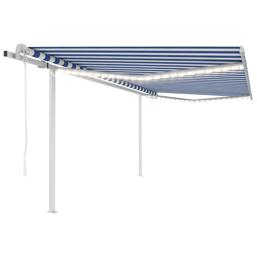 Automatic awning wind sensor/LED 4x3.5 m Blue and white