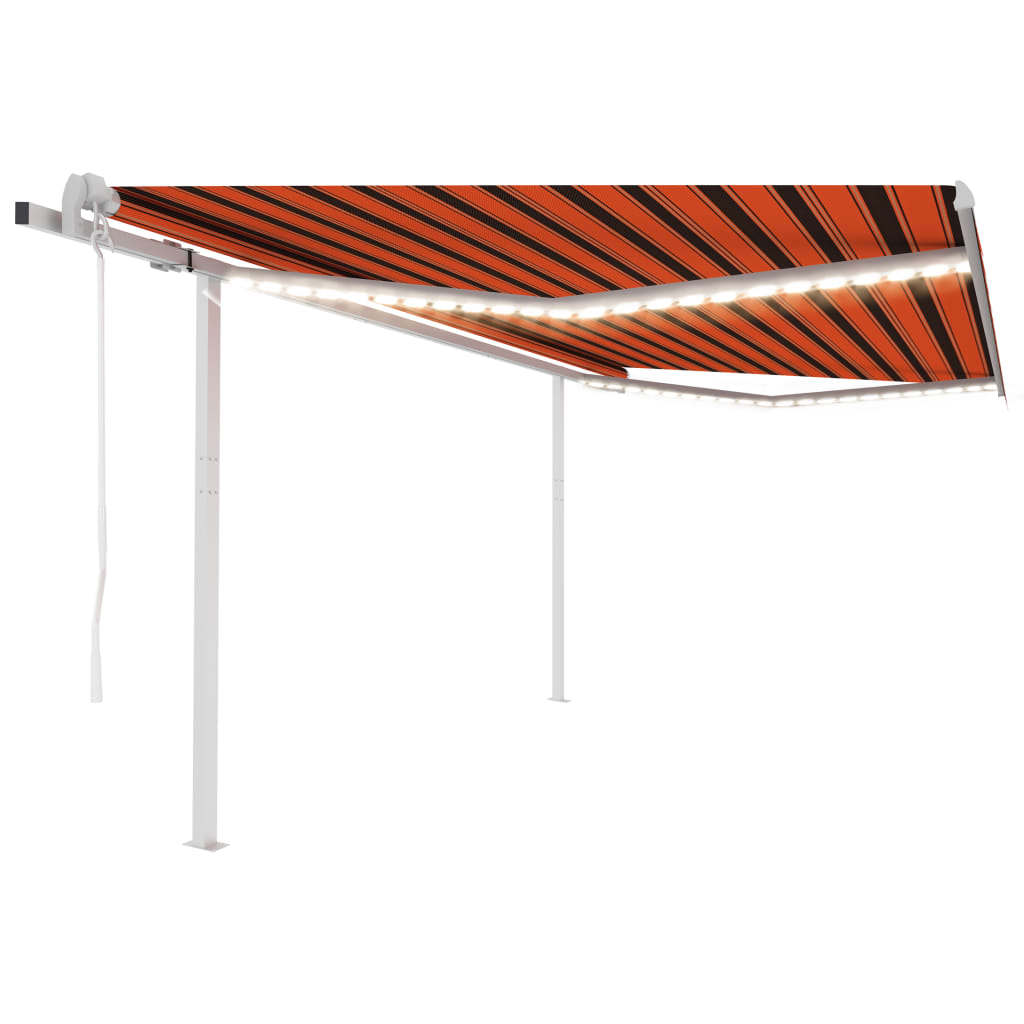 Automatic awning wind sensor/LED 4x3.5 m Orange and brown