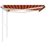 Automatic awning wind sensor/LED 4x3.5 m Orange and brown