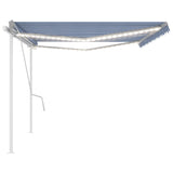 Manual retractable awning with LED 5x3.5 m Blue and white