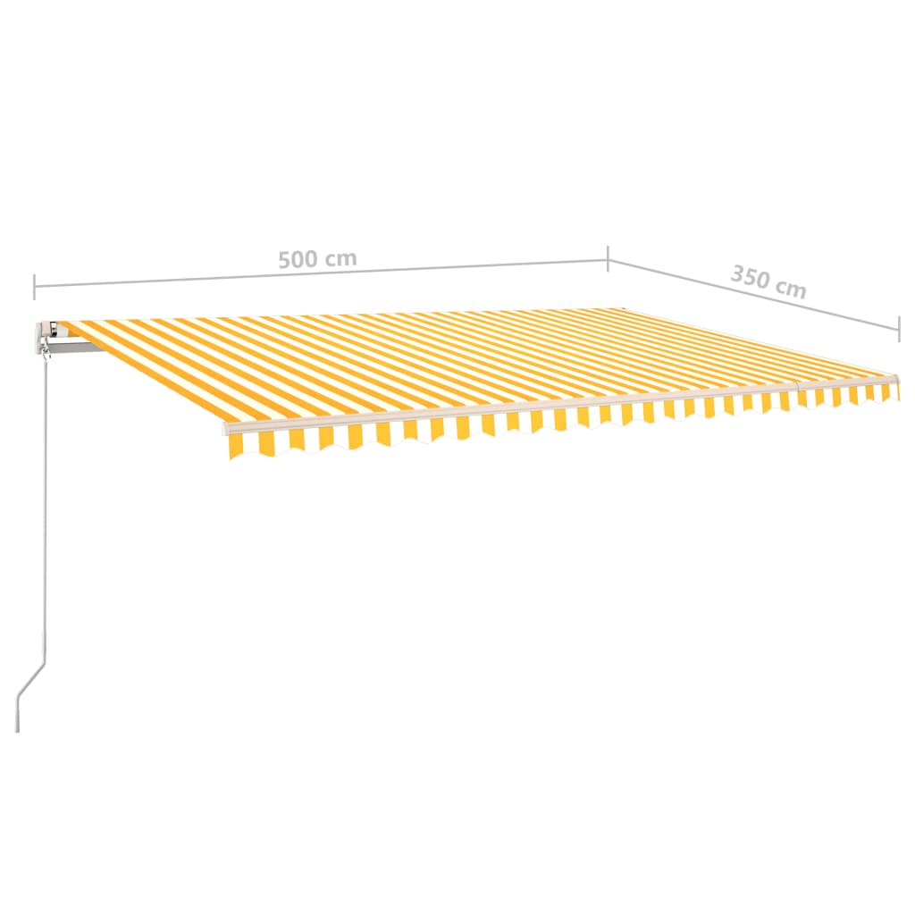 Auvent manuel rétractable avec LED 5x3,5 m Jaune et blanc