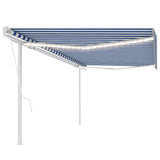 Automatic awning with wind sensor and LED 5x3.5 m Blue and white