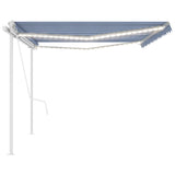 Automatic awning with wind sensor and LED 5x3.5 m Blue and white