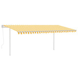 Automatic awning with wind sensor and LED 5x3.5m Yellow and white