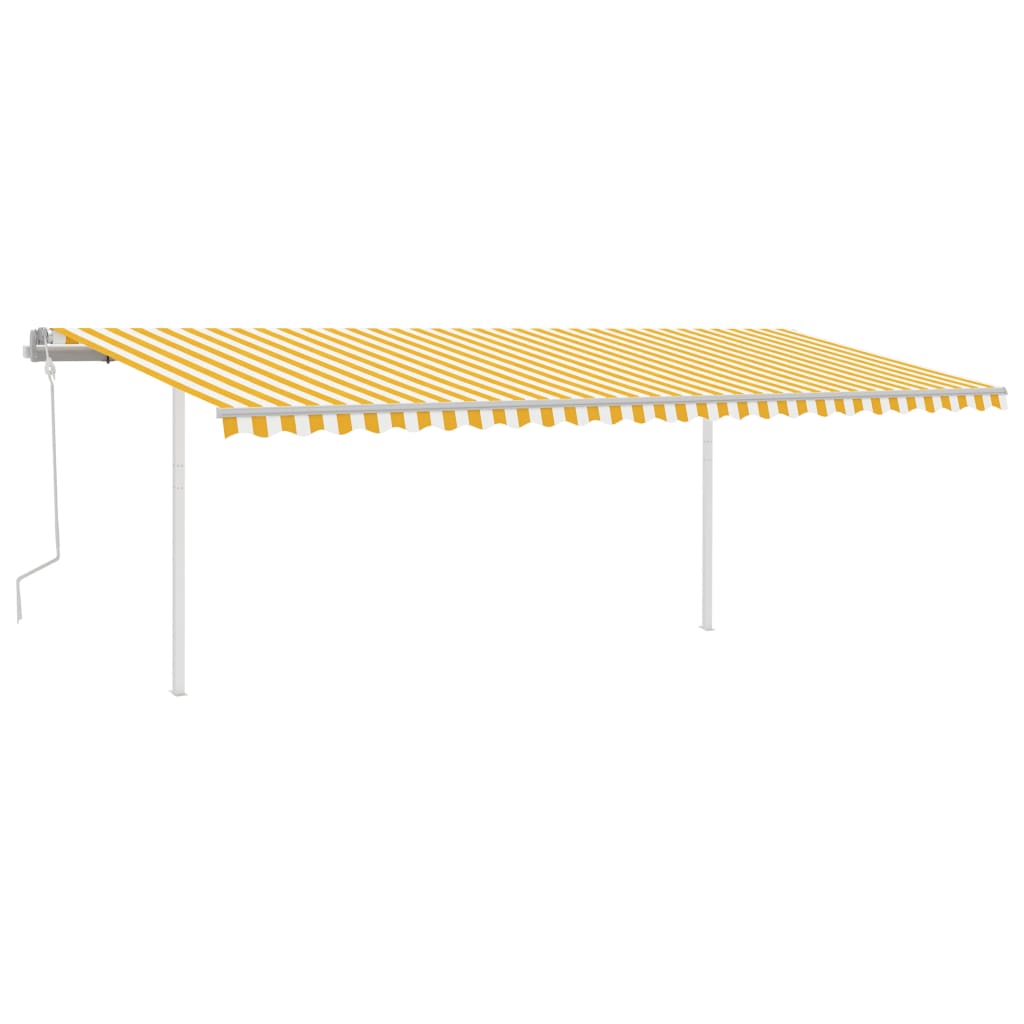 Manual retractable awning with LED 6x3.5 m Yellow and white