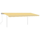 Manual retractable awning with LED 6x3.5 m Yellow and white