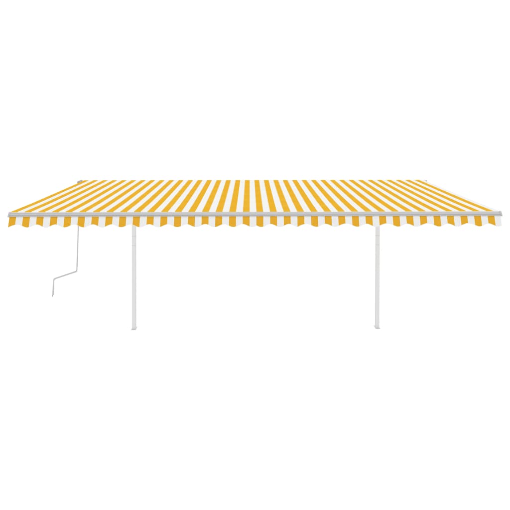 Manual retractable awning with LED 6x3.5 m Yellow and white