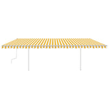 Manual retractable awning with LED 6x3.5 m Yellow and white