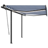 Manual retractable awning with LED 3x2.5 m Blue and white