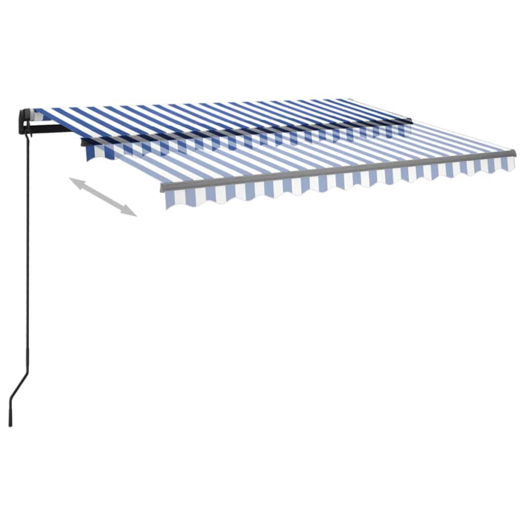 Manual retractable awning with LED 3x2.5 m Blue and white