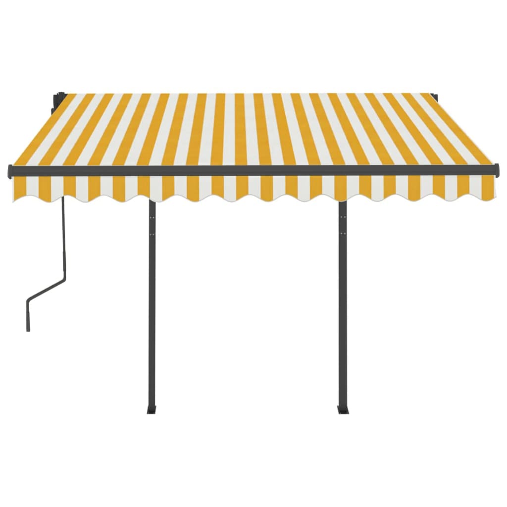 Manual retractable awning with LED 3x2.5 m Yellow and white