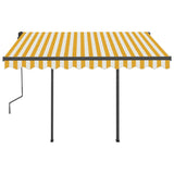 Manual retractable awning with LED 3x2.5 m Yellow and white