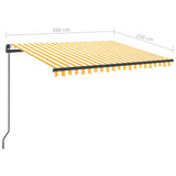 Manual retractable awning with LED 3x2.5 m Yellow and white