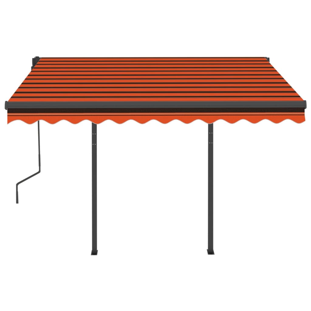 Manual retractable awning with LED 3x2.5 m Orange and brown