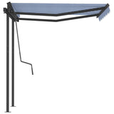 Automatic retractable awning and poles 3x2.5 m Blue and white