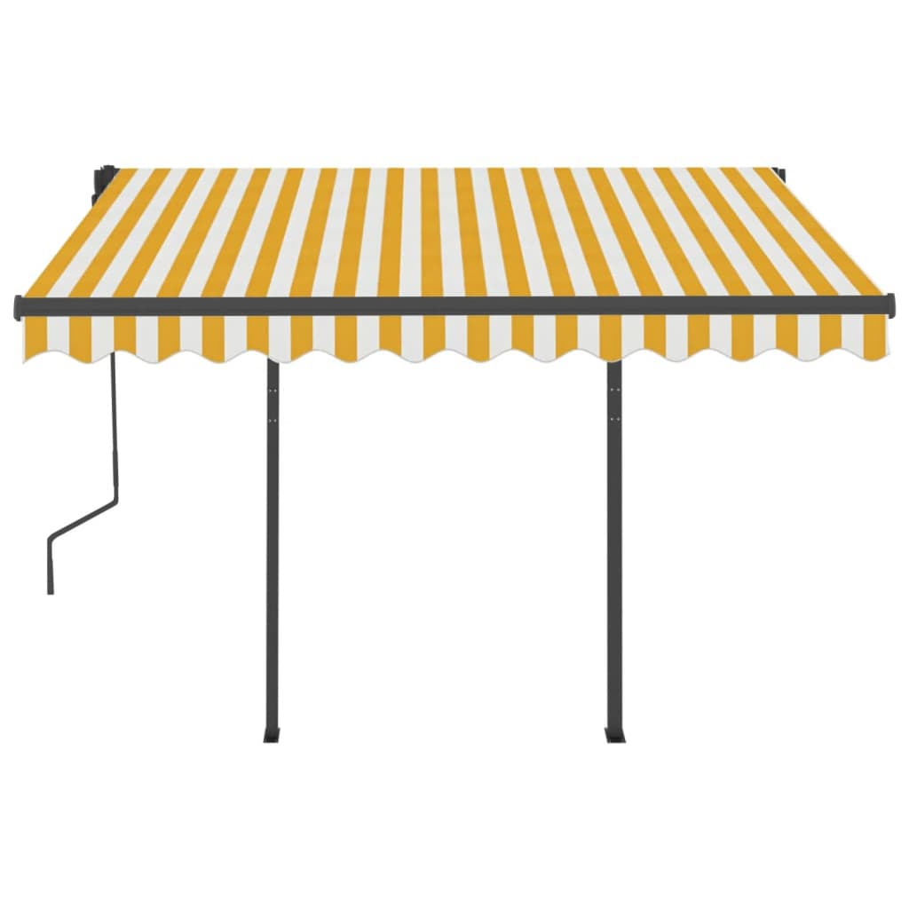 Automatic retractable awning and posts 3x2.5m Yellow and white