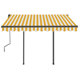 Automatic retractable awning and posts 3x2.5m Yellow and white