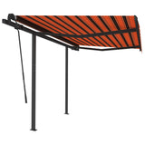 Automatic retractable awning and poles 3x2.5 m Orange brown