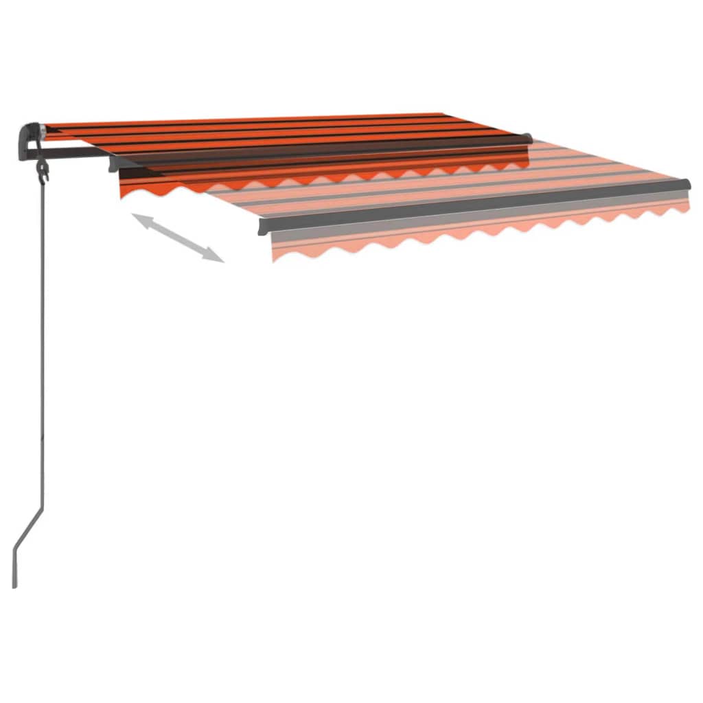 Automatic retractable awning and poles 3x2.5 m Orange brown