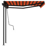 Automatic retractable awning and poles 3x2.5 m Orange brown