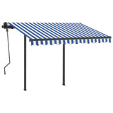 Automatic awning with wind sensor and LED 3x2.5 m Blue and white