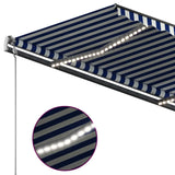 Automatic awning with wind sensor and LED 3x2.5 m Blue and white