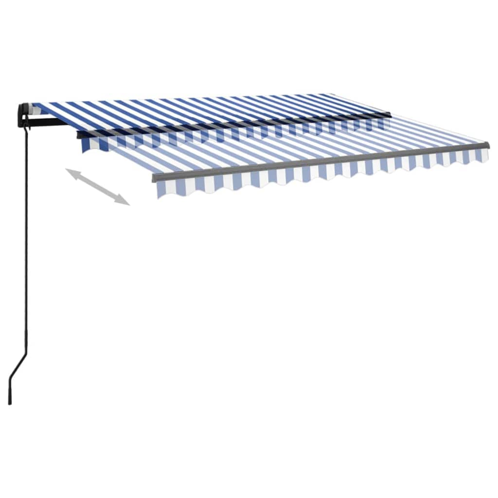 Manual retractable awning with LED 3.5x2.5 m Blue and white