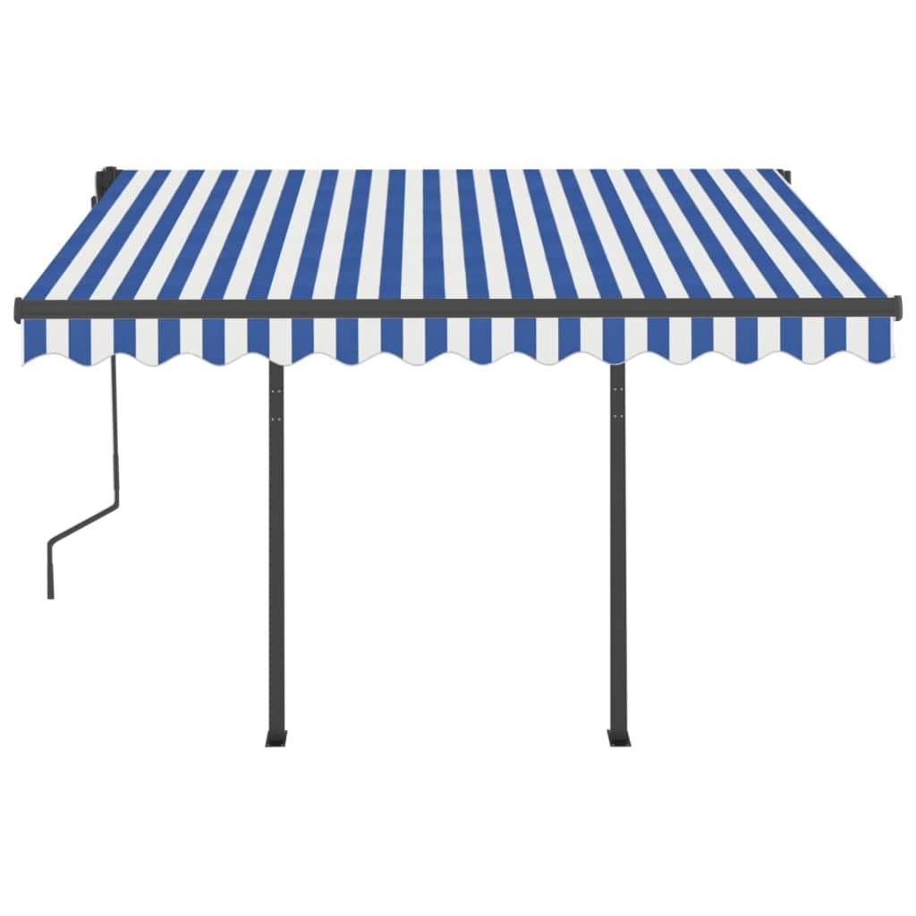 Manual retractable awning with LED 3.5x2.5 m Blue and white