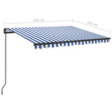 Manual retractable awning with LED 3.5x2.5 m Blue and white