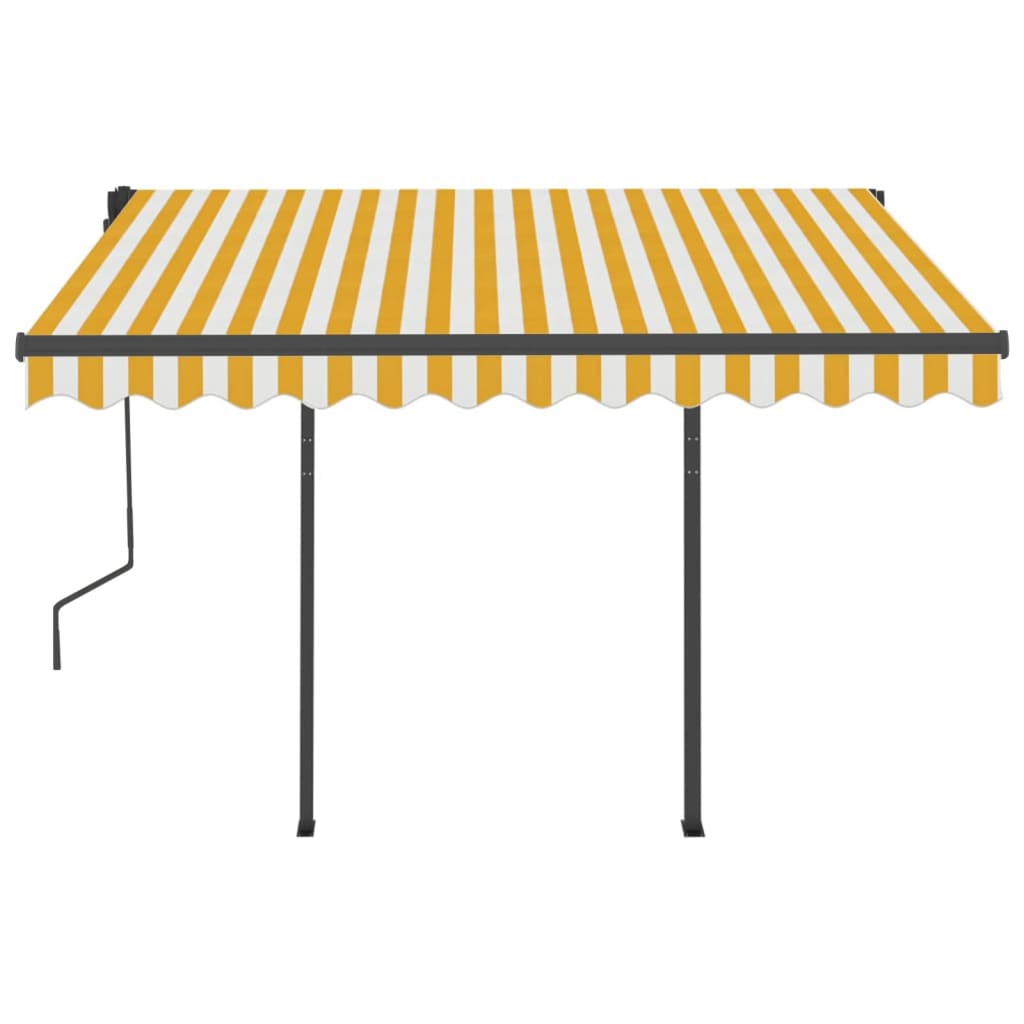 Manual retractable awning with LED 3.5x2.5 m Yellow and white