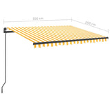 Manual retractable awning with LED 3.5x2.5 m Yellow and white