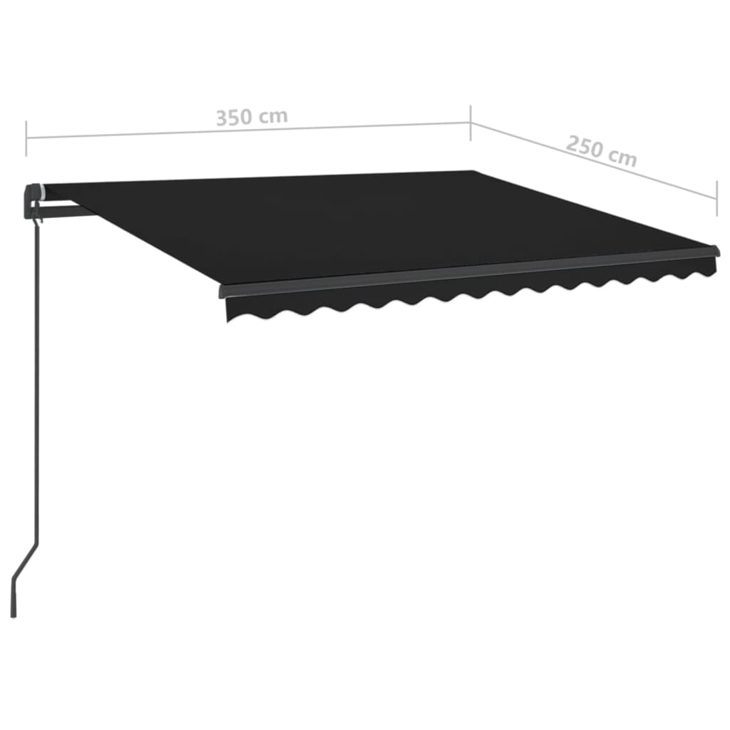 Auvent manuel rétractable avec LED 3,5x2,5 m Anthracite