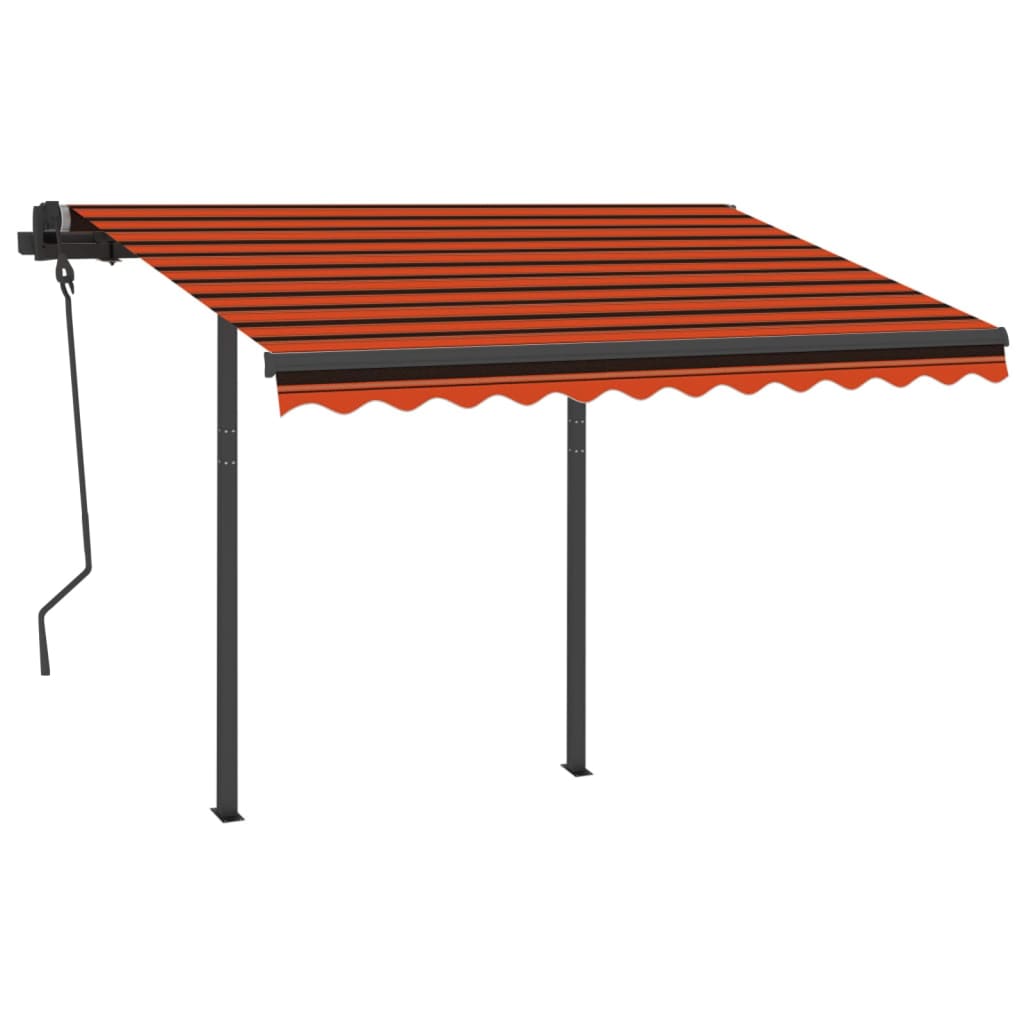 Manual retractable awning with LED 3.5x2.5 m Orange and brown