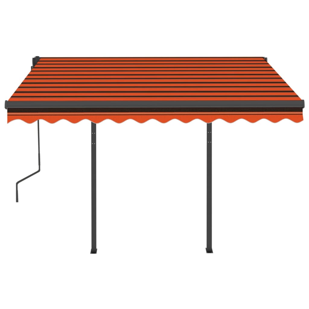 Manual retractable awning with LED 3.5x2.5 m Orange and brown