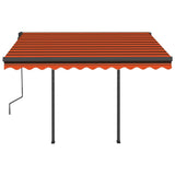 Manual retractable awning with LED 3.5x2.5 m Orange and brown