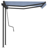 Automatic retractable awning and poles 3.5x2.5 m Blue white